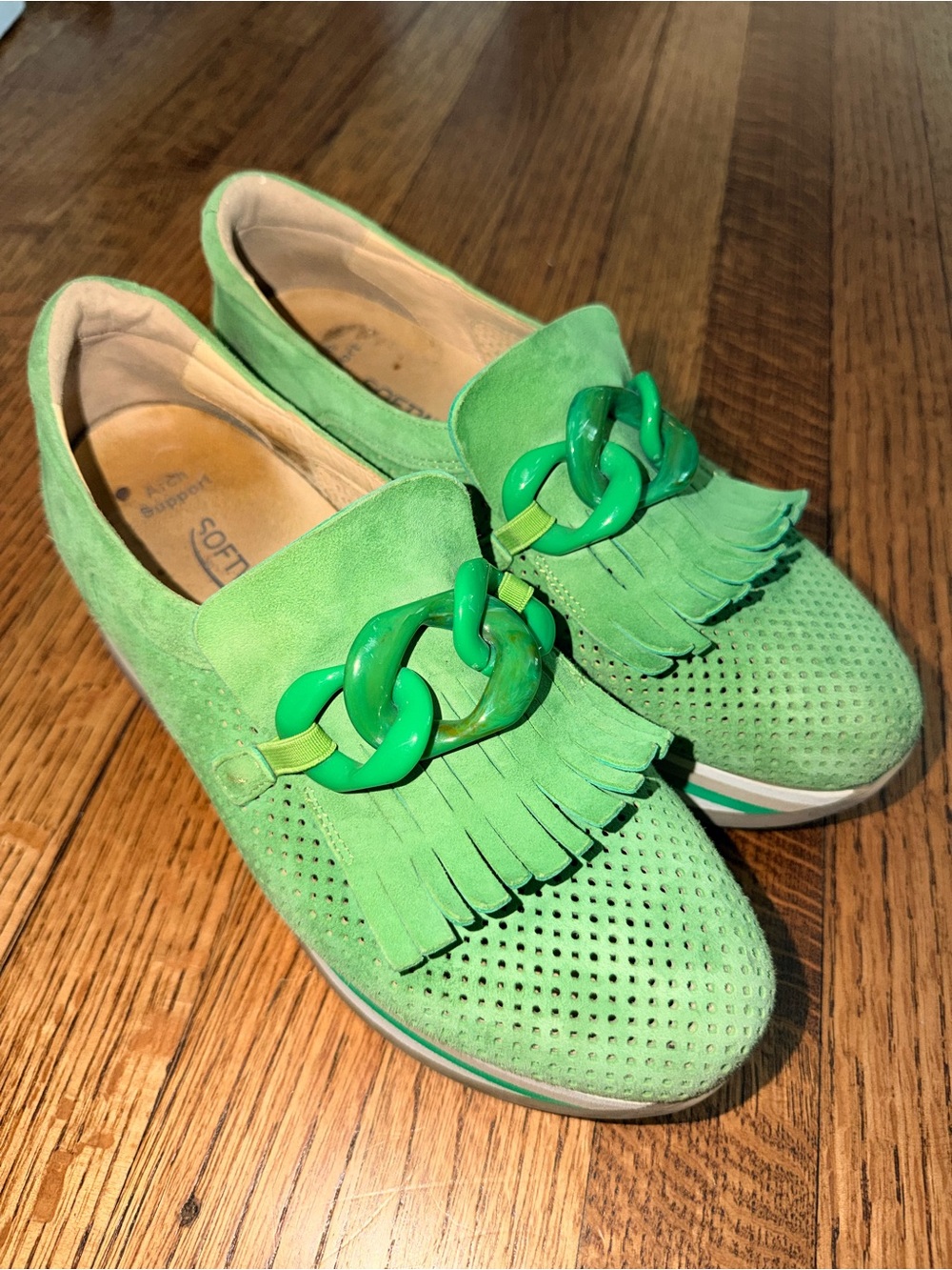 Softwaves Green Suede Platform Loafer